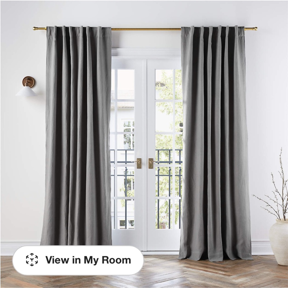 Pebble Grey Linen Blackout Window Curtain Panel 52"x96"